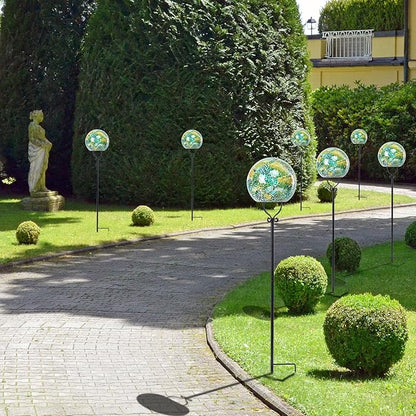 Solar Lights Outdoor Decorative Solar Mosaic Garden Stakes Cracked Glass Decorative Waterproof Outdoor Lights for Landscape Patio Yard Walkway Decoration Green
