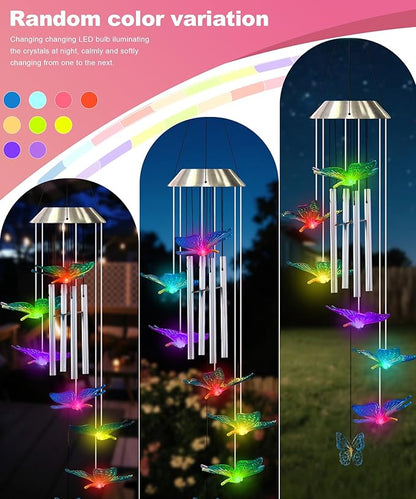 Nacome Wind Chimes for Outside: Tubes Memorial Wind Bell Mother's Day Birthday Gifts for Mom Women Grandma Her - Yard Garden Indoor Outdoor Decor (Butterfly)