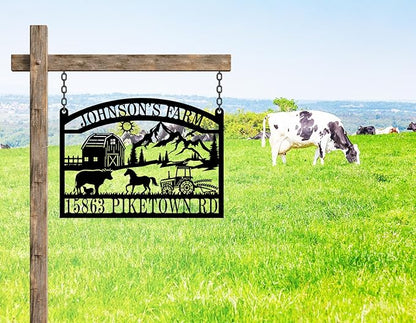 Custom Metal Ranch Sign, Outdoor Ranch Sign, Metal Hanging Farm Signs,Custom Farm Sign,Personalized Metal Farm and Ranch Signs, Custom Outdoor Hanging Sign for Farmhouse Decor and Gifts