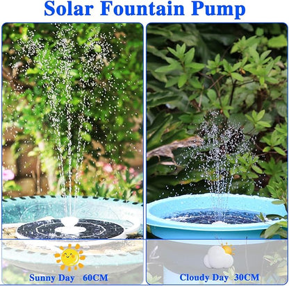 AISITIN 6.5W Solar Fountain for Bird Bath with 3000mAh Battery & Color Changing LED Light, 3 Anti-Drift Fixed Bracket & 8 Nozzles, Solar Water Fountain for Bird Bath, Garden, Pond, Patio, Courtyard