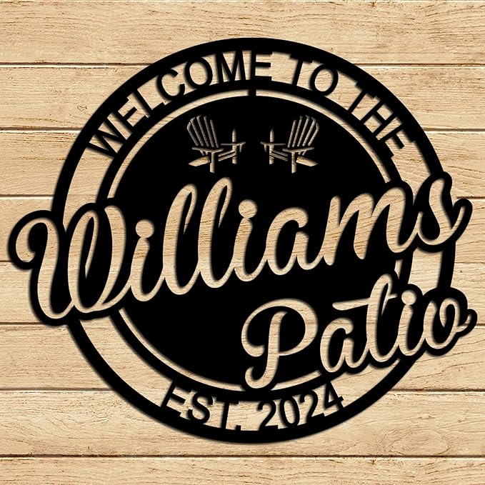 Personalized Patio Sign, Back Porch Signs, Monogram Wall Decor, Large Metal Backyard Sign, Custom Tropical Sign, Outdoor Patio Sign, Wedding Present