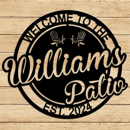 Personalized Patio Sign, Back Porch Signs, Monogram Wall Decor, Large Metal Backyard Sign, Custom Tropical Sign, Outdoor Patio Sign, Wedding Present