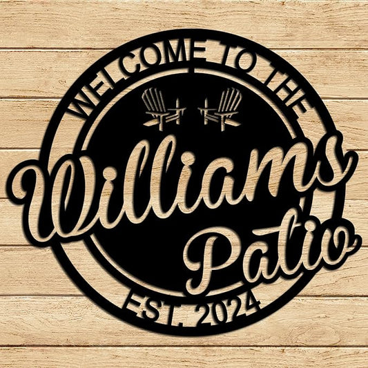 Personalized Patio Sign, Back Porch Signs, Monogram Wall Decor, Large Metal Backyard Sign, Custom Tropical Sign, Outdoor Patio Sign, Wedding Present