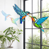 2 Packs Hummingbird Stained Glass Window,Real Handmade Stained Glass Window Hanging,Hummingbird Ornament,Suncatchers Decor for Women Mom Grandma Bird Lovers