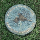 Roman Bronze Blue Patina Decorative Stepping Stone, Resin, Outdoor Decoration (9-inch Height, Family)