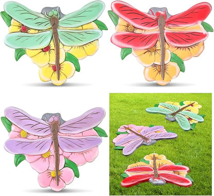 Yalikop 3 Pcs Dragonfly Stepping Stones Resin 7-10inch Decorative Stepping Stone Dragonfly Outdoor Garden Decorations for Garden Patio Walkway Sculpture Yard Art