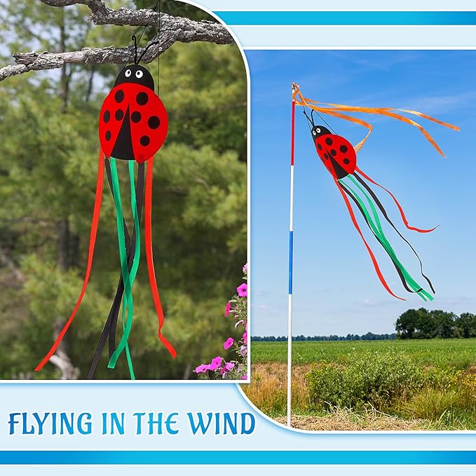 Soulchen Ladybug Windsock for Outside Heavy Duty Wind Socks Spring Summer Durable Outdoor Hanging Flag Wind Decoration for Yard Garden Patio Boat Home Decoration