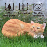 Garden Decor Cat Statue Outdoor, Figurines & Sculpture Decoration, Sleeping Cat Decor for Patio, Porch and Lawn, Gifts for Mom, Memorial Stone