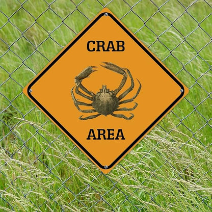 Warning Crab Area Metal Tin Sign Ocean Animal Caution Crossing Xing Street Sign Yellow Diamond Shape Funny Metal Sign For Indoor Outdoor Highway12x12in