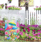Spring Summer Garden Flag 12x18 Inch Double Sided Outside Colorful Mushroom Floral Flowers Outdoor Seasonal Holiday Welcome Yard Decoration