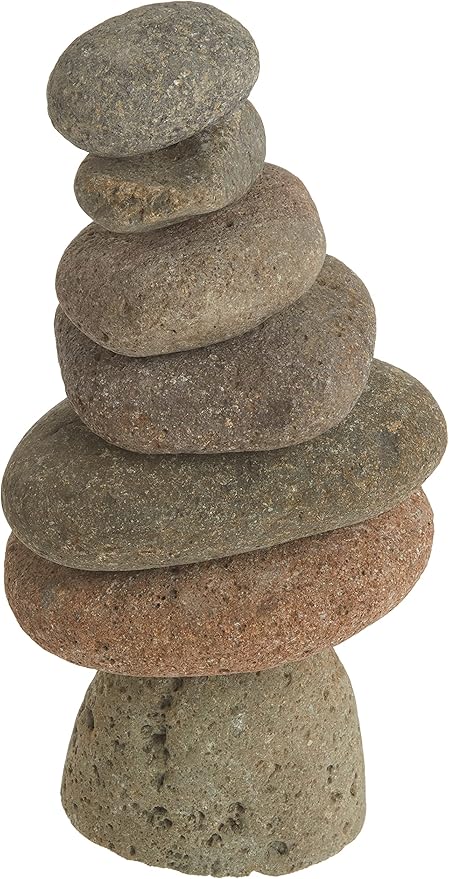 Ancient Graffiti Large 7-Stone Natural River Stone Cairn, 11 inches