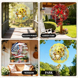 Gnomes Hanging Wind Spinner Outdoor - Gnome Gifts for Women, Stainless Steel Wind Sculpture Sunflower Art Ornaments with Card for Garden Balcony Patio Yard Lawn Decorations