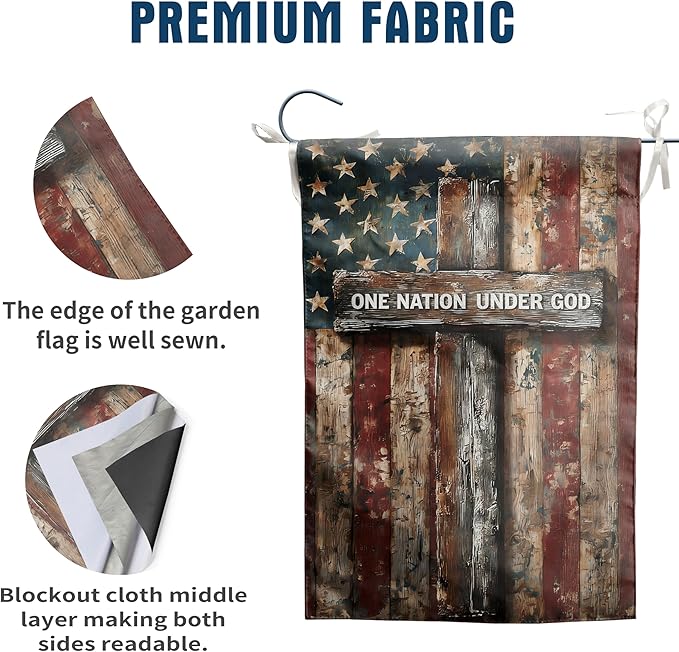 Patriotic American House Flag One Nation Under God Christian Garden Flags for Outside 28 x 40 Double Sided Large 250 Anniversary USA 4th of July Independence Memorial Day Decor
