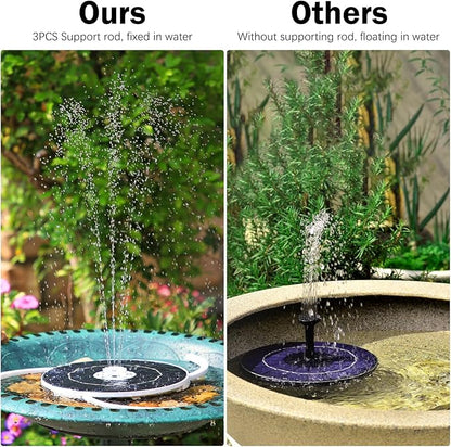 AISITIN Solar Fountain with Lights & 3000mAh Battery, 5.5W Solar Powered Water Pump with 8 Nozzles, 2026 Upgraded LED Solar Fountain Pump for Bird Bath, Garden, Pond, Patio, Fish Tank, Outdoor