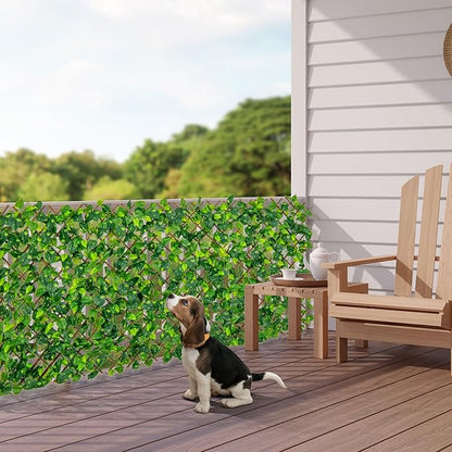 Giantex 2 Pack Expandable Fence Privacy Screen - Decorative Faux Green Ivy Fencing Panel for Balcony, Artificial Hedges with PE Leaves and Willow for Outdoors Garden Patio Deck Apartment