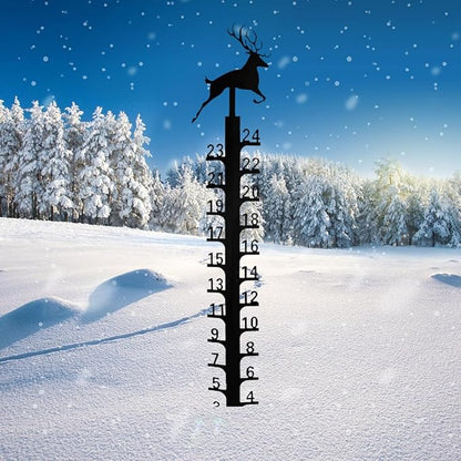 Snow Gauge 24 inch Snowflake - Christmas Holiday Metal Measuring Stick Garden Stakes for Yard, Xmas Rain Gauges Outdoor Decoration