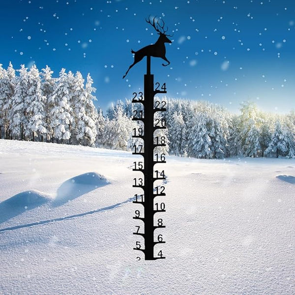 Snow Gauge 24 inch Snowflake - Christmas Holiday Metal Measuring Stick Garden Stakes for Yard, Xmas Rain Gauges Outdoor Decoration