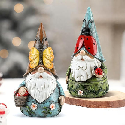 Outdoor Garden Gnome Statue, Butterfly Gnomes Decor Spring Butterfly Figurine, 7.3" Garden Gnomes Sculptures & Statues Outside Yard Lawn Patio Home Decoration, Nomes Gift
