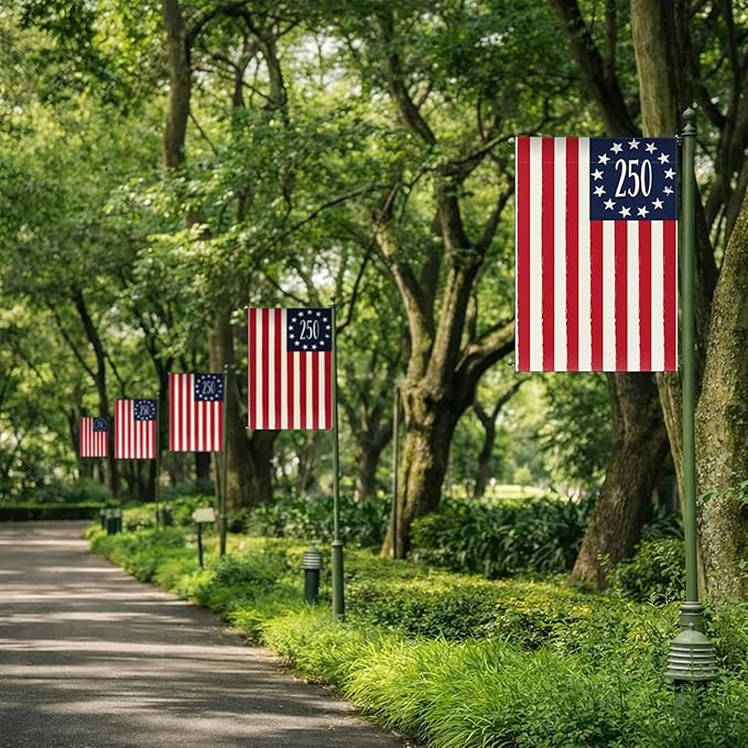 250 Years America Anniversary Garden Flag, Double-sided 250 USA Patriotic 4th of July Yard Sign for 2026 Outdoor Independence Day Decoration