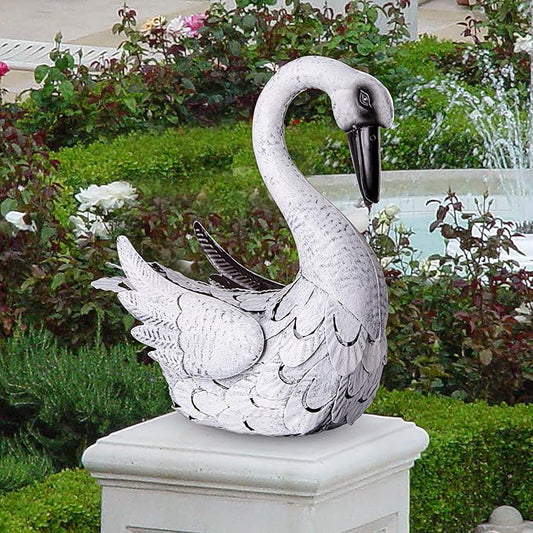 White Swan Garden Statue, Metal Goose Outdoor Decor for Yard Pool Patio Fountain Display