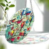 Large Size Cardinal Stained Glass Window Hanging, Cardinal Suncatcher Garden Decor, Hand Painted Red Bird Window Suncatchers, 8.6in Memorial Ornament for Bird Lovers Women