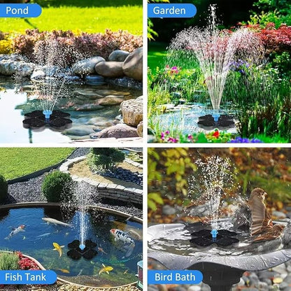 Solar Fountain Pump,Water Fountain Outdoor Garden with 8 Nozzles, for Bird Bath, Ponds, Garden and Fish Tank