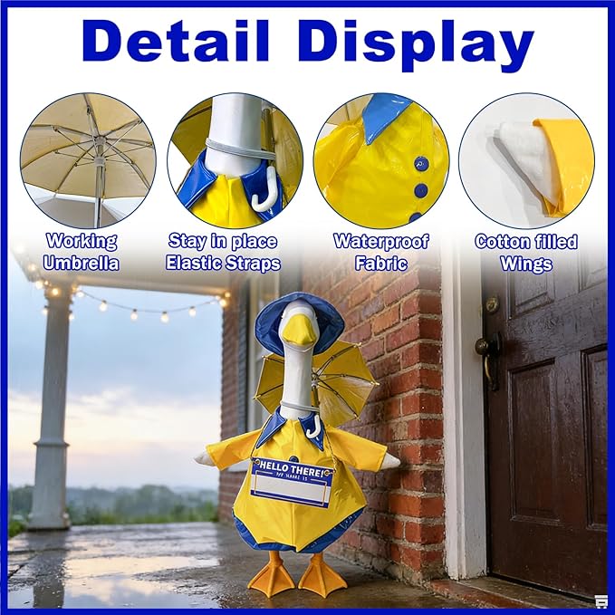 Independence Day Style Cute Outfit for 23-Inch Cement Goose – Outdoor Garden Yard Porch Decor