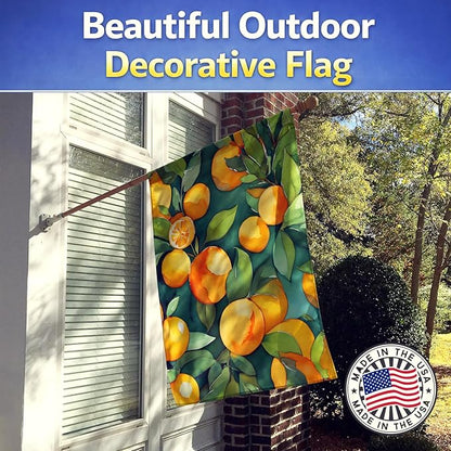 Caroline's Treasures Florida Orange Blossom in Watercolor House Flag Large Porch Sleeve Pole Decorative Outside Yard Banner Artwork Wall Hanging, Polyester, House Size, Multicolor