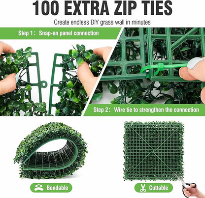 KASZOO 12 Pack 20"x20" Grass Wall Panels - Artificial Boxwood Panels for Greenery Wall Backdrop, Faux Greenery Grass Wall for Fence, Balcony, Patio, Home Decor, Outdoor Privacy Panels, 33 Sq. Ft.