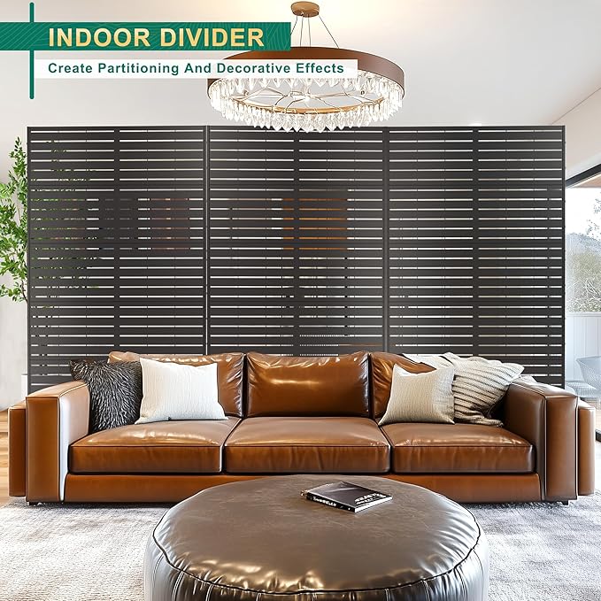 72" H×44" W Metal Outdoor Privacy Screen Freestanding, Outdoor Screens for Patio Lawn Deck, Privacy Panels Decorative Fence(Consists of 5 Panels)