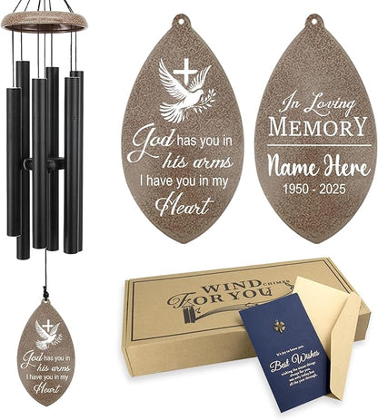 ASTARIN Personalized Sympathy Wind Chimes, Sympathy Gifts for Loss Mother Wife Husband, Deep Tone Large Personalized Wind Chime for Indoor Outside, in Loving Memory of Loved One, Produced in USA