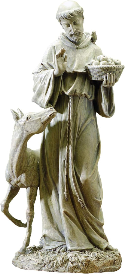 Joseph's Studio by Roman 25.5-Inch St. Francis with Horse Statue – Patron Saint of Animals, Religious Outdoor Garden Decor, Catholic Yard Figurine