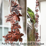 Maple Leaf Rain Chain, 8.5 Feet Rain Chains for Gutters Downspouts, Rain Gutter Catcher Chain for Outside Garden Patio, Metal Decorative Hanging Rain Chime for Downspout, Vintage Copper