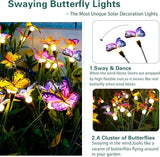 TONULAX Solar Garden Lights - 2 Pack Swaying Butterfly Light, Swaying in The Wind, Solar Outdoor Lights, Yard Patio Pathway Decoration, High Flexibility Iron Wire & Realistic Butterflies (2 Pack)