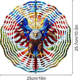 10 Inch 3D Flag Eagle Wind Spinner, Unique Metal Hanging Kinetic Wind Sculpture Gifts for Women Mom Grandma Wife, Outdoor & Indoor Decorations, Yard and Garden Ornament