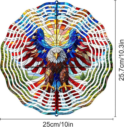 10 Inch 3D Flag Eagle Wind Spinner, Unique Metal Hanging Kinetic Wind Sculpture Gifts for Women Mom Grandma Wife, Outdoor & Indoor Decorations, Yard and Garden Ornament