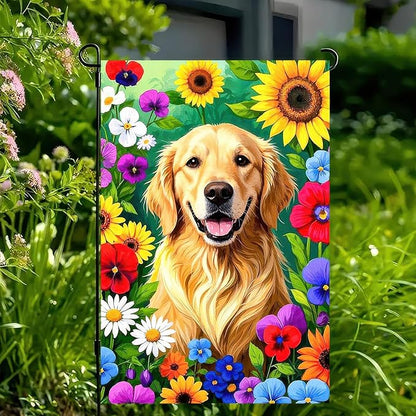 BlissYard Spring Garden Flag Double Sided 12x18 Inch Cute Golden Retriever Seasonal Welcome Small Flags For Outside Outdoor Decor Yard Farmhouse Holiday Spring Summer Decorations Yard Flags