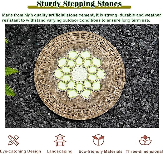 Garden Stepping Stones， Home Villa Garden Patio Stones for Decorative Ground(Style 2,5pcs)