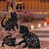 MrMrKura 3 Pack Metal Cat Stakes Garden Decor Stakes Black Cat Silhouette Statue for Outside Metal Decorative Ornaments for Outdoor Garden Home Patio Yard Decor (3 Cats)