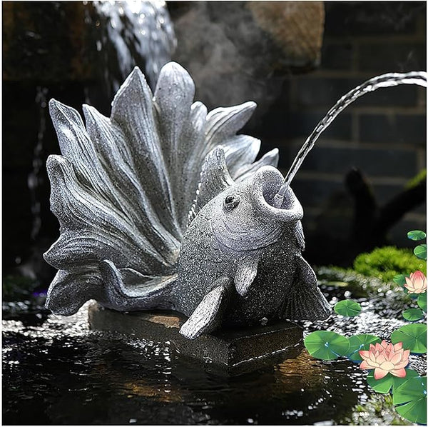 Goldfish Shape Pond spitters for Small Ponds, Fish Tank Automatic Circulation Water Landscaping Ornaments, Pool Fountains for Above Ground Pools, Garden Decor for Koi Pond(Gray,24 * 24 * 30cm)