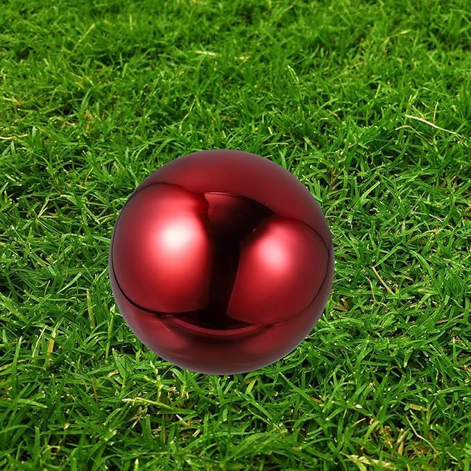 ARTIBETTER Stainless Steel Gazing Globe Mirror Ball 120mm Reflective Garden Sphere Outdoor Patio Decoration Polished Red Metal Sculpture