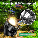 POPOSOAP Solar Pond Lights, 3-in-1 Warm White Underwater Pond Lights, IP68 Waterproof LED Landscape Spotlights for for Pond, Garden, Patio, Fountain, Pool, Waterfall Decoration(3 Head Lamp)-P63H