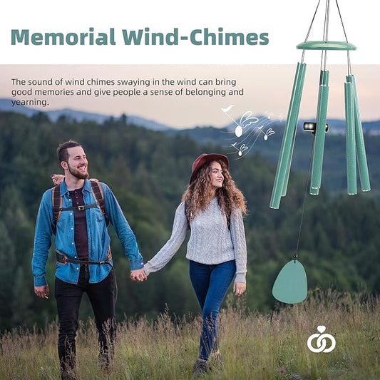 FSVGYY Wind-Chimes-Outdoor-Deep-Tone, Large Soothing Melodic Tones Windchimes, Wind Chimes for Outside, Memorial Wind Chime Best Gift for Mom Women Grandma Neighbors(32" Cyan Coated Aluminum)