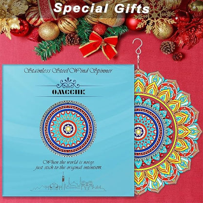 Wind Spinner Mandala Peacock, 12inch Stainless Steel Metal Wind Spinners Outdoor Hanging, 3D Wind Sculptures Kinetic Yard Art Decoration Garden Ornament Indoor Décor Gift for Women Men Holidays