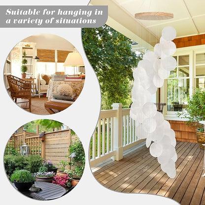 Seashell Wind Chimes for Outside - Handcrafted White Spiral Shape Capiz Shells Windchime Coastal Style Decor for Indoor/Outdoors, Garden & Beach Hanging Decor for Wind Chimes Lovers and More
