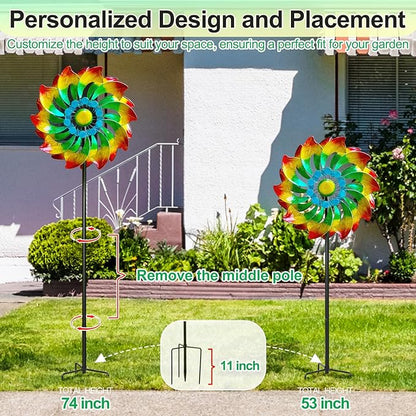 Lariander Wind Spinner - Metal Large Wind Spinners Outdoor - Windmill for Yard and Garden, Gift for Family, Friends, Garden Lovers(74'' x 22'')