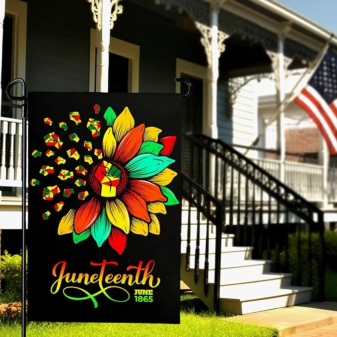 Juneteenth Garden Flag Black Liberation Yard Flags June 19 1865 African American Emancipation Independence Black Freedom Celebration Yard Outdoor Decoration Sign 12X18 Double Sided