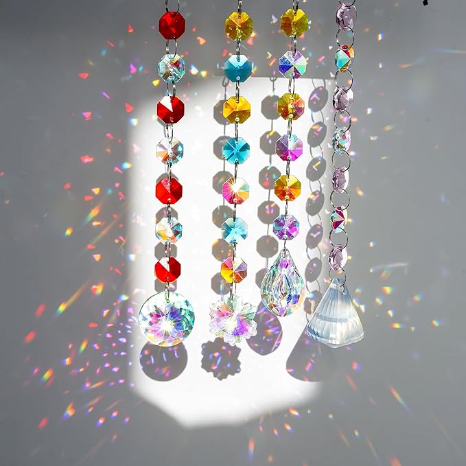 kanpura 164 Pcs DIY Suncatchers Kits Crystal Suncatcher Sun Catchers with Crystals Chandelier Prism Replacement Sun Catcher Beads for Windows Hanging