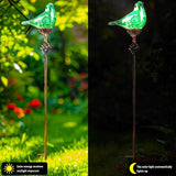 Decorative Solar Lights, Outdoor Solar Bird Stake Lights, Hand Blown Glass Decorative Garden Pathway Lights Outdoor Waterproof Glass Stakes (Green)