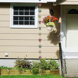 Rain Chains for Gutters Outside Downspouts Rain Catcher Diverter Metal Blue Plaid Outdoor Decorative, 8.5 FT, Heart Style